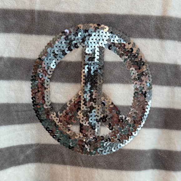 Circo Striped Gray and White velour Dress with Sequin Peace Sign - Picture 3 of 6